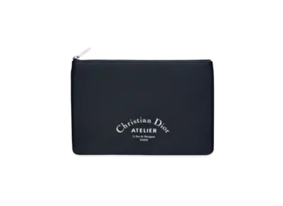 Dior Grain Calfskin Flat Wallet "Navy Blue"