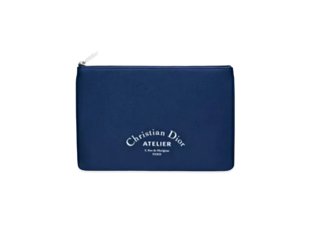 Dior Grain Calfskin Flat Wallet "Blue"