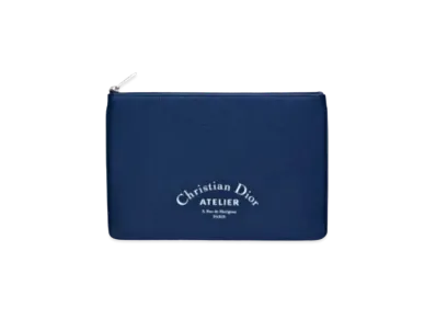 Dior Grain Calfskin Flat Wallet "Blue"