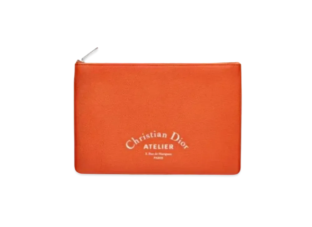 Dior Grain Calfskin Flat Wallet "Orange"