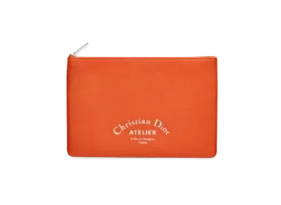 Dior Grain Calfskin Flat Wallet "Orange"