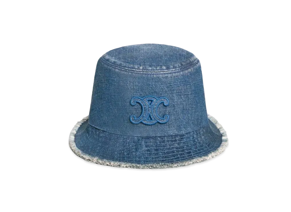 CELINE Triomphe Bucket Hat in Dark Union Wash Denim "Dark Union Wash"