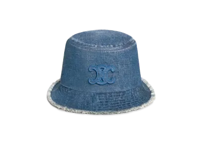CELINE Triomphe Bucket Hat in Dark Union Wash Denim "Dark Union Wash"