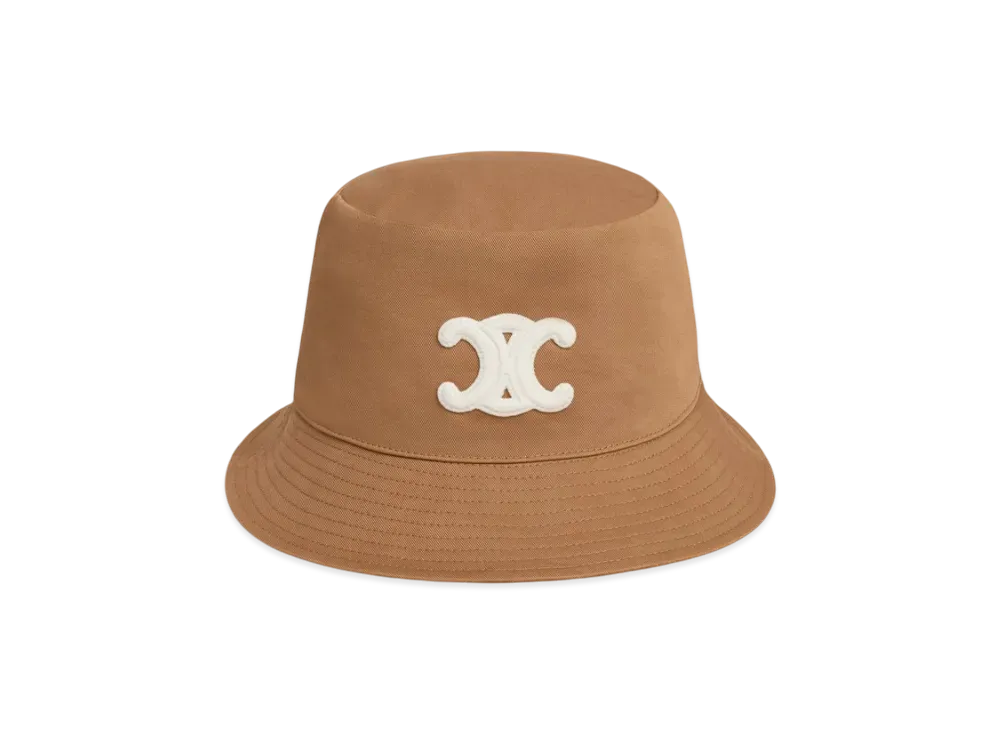 CELINE Triomphe Bucket Hat in Cotton "Toffee"