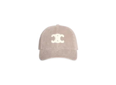 CELINE Triomphe Baseball Cap In Corduroy "Gray Clere"