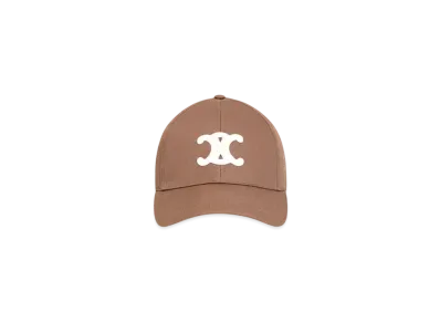 CELINE Triomphe Baseball Cap In Cotton "Marron Glace"
