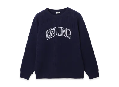 CELINE Pull Col Rond Brode "Navy"