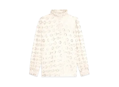 CELINE Blouse With Frilled Collar In Fil Coupe Silk "Ivory/Or"