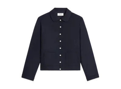 CELINE Shirt With Claudine Collar In Cashmere Flannel "Navy"