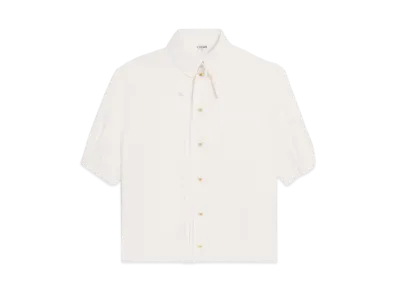 CELINE Women's Blouse with Claudine Collar in Silk Crepe and Acetate "Ivory"