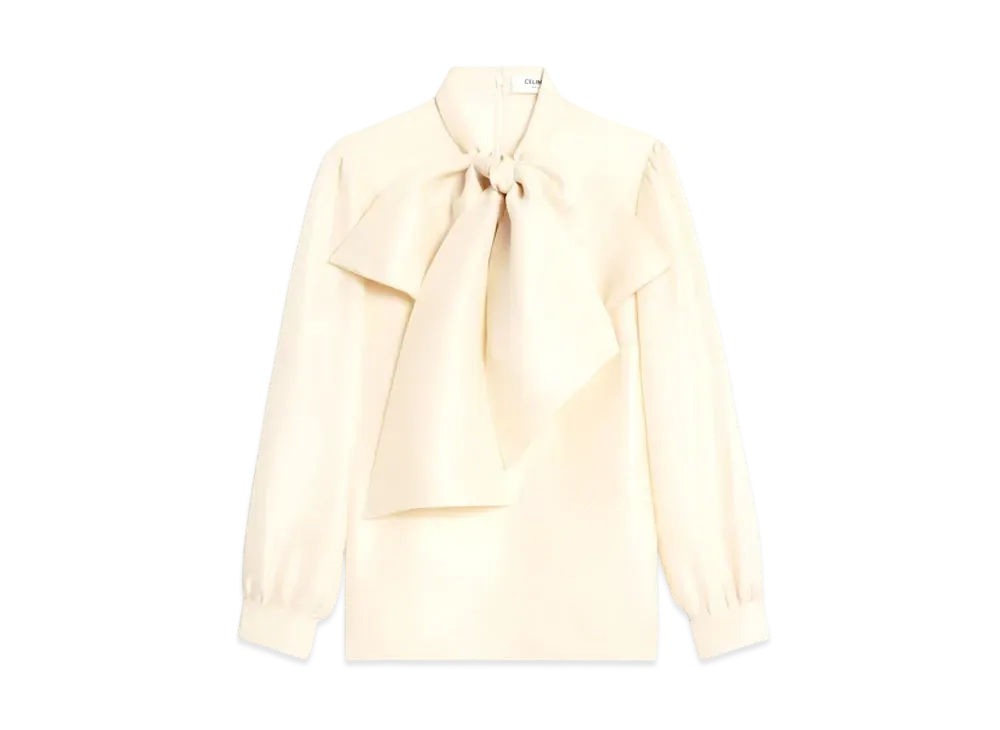 CELINE Blouse With Maxi Bow In Silk "Cream"
