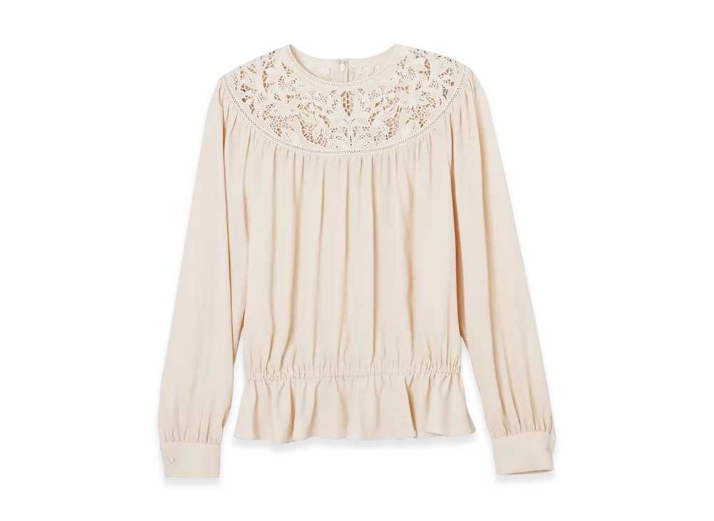 CELINE Blouse Encolure Guipure "Vanilla"