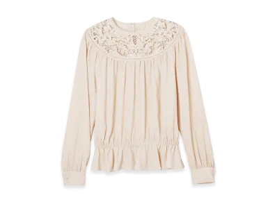 CELINE Blouse Encolure Guipure "Vanilla"