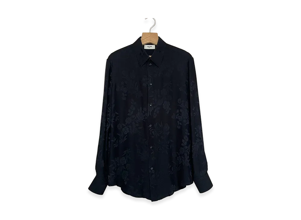 セリーヌ シルクジャガード クラシックシャツ "ブラック" 2C028337F.38NO