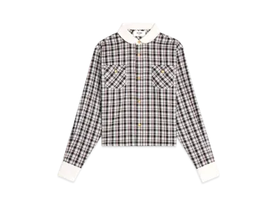 CELINE Cropped Shirt In Check Silk "Black/Craie/Rouge"