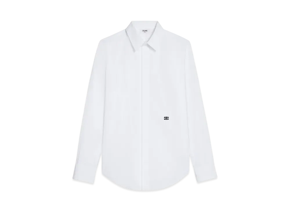 CELINE Men's Loose Shirt in Cotton Poplin "White"
