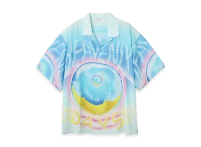 CELINE Short-Sleeve Open Collar Shirt "Multi"