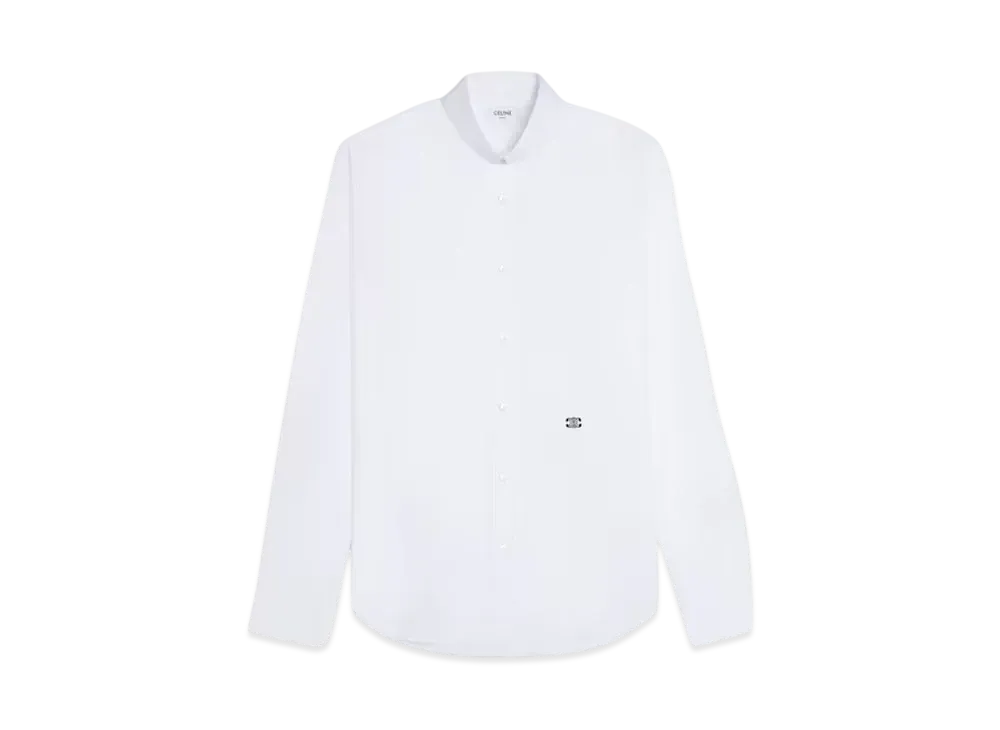 CELINE Men's Loose Shirt with Inverted Collar in Cotton Poplin "White"
