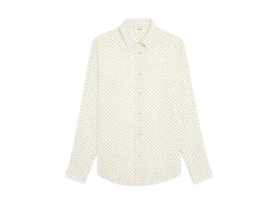 CELINE Men's Loose Shirt in Printed Viscose "Vanille/Navy"