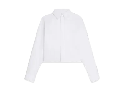 CELINE Women's Cropped Shirt in Striped Cotton "White"