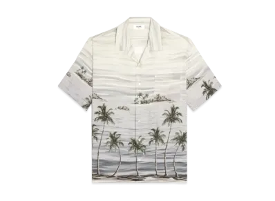 CELINE Hawaiian Shirt In Rayon "Craie/Gray"