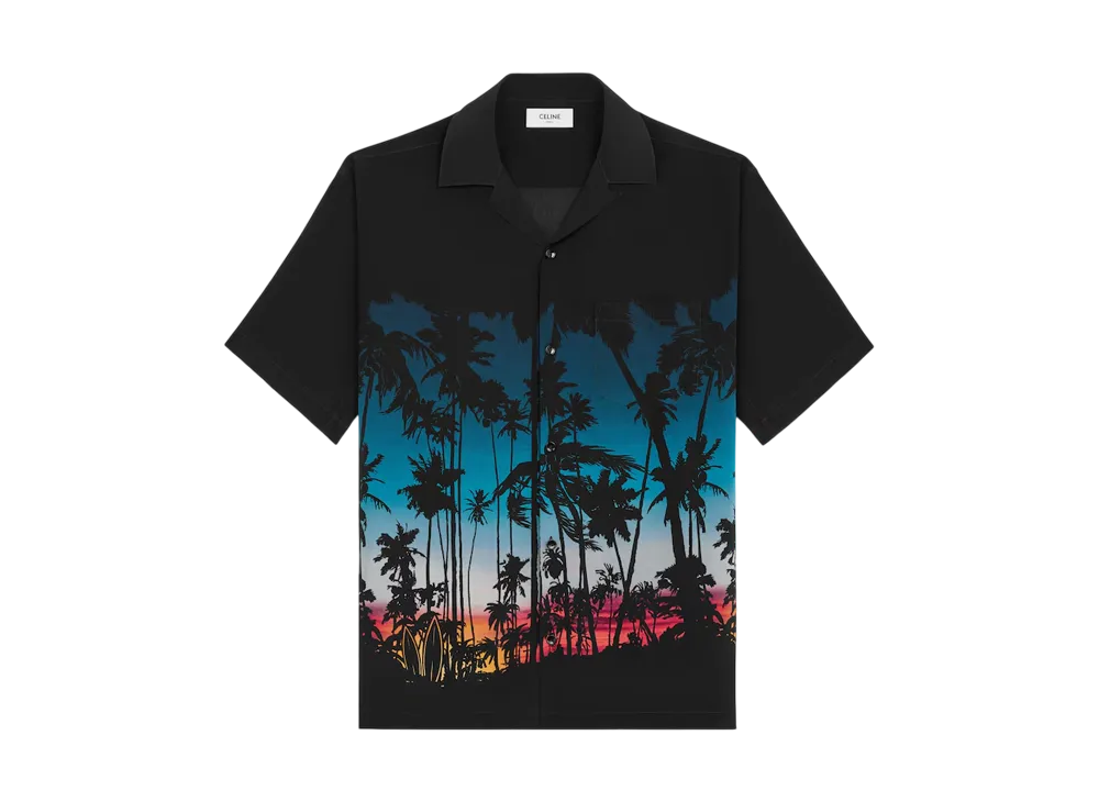 CELINE Men's Hawaiian Shirt in Printed Viscose "Multico"