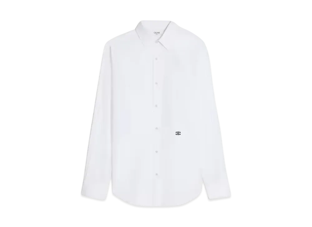 CELINE Men's Loose Shirt in Cotton Poplin "White"