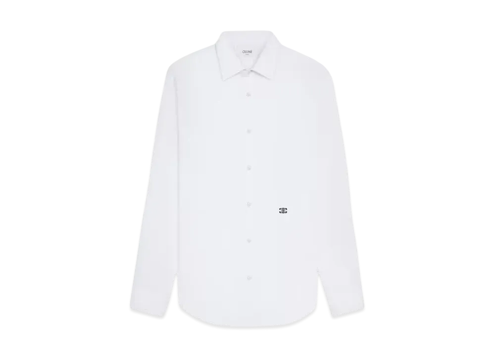 CELINE Men's Loose Shirt in Cotton Poplin "White"