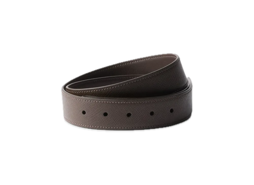 PRADA Saffiano Leather Belt Strap "Dark Brown"