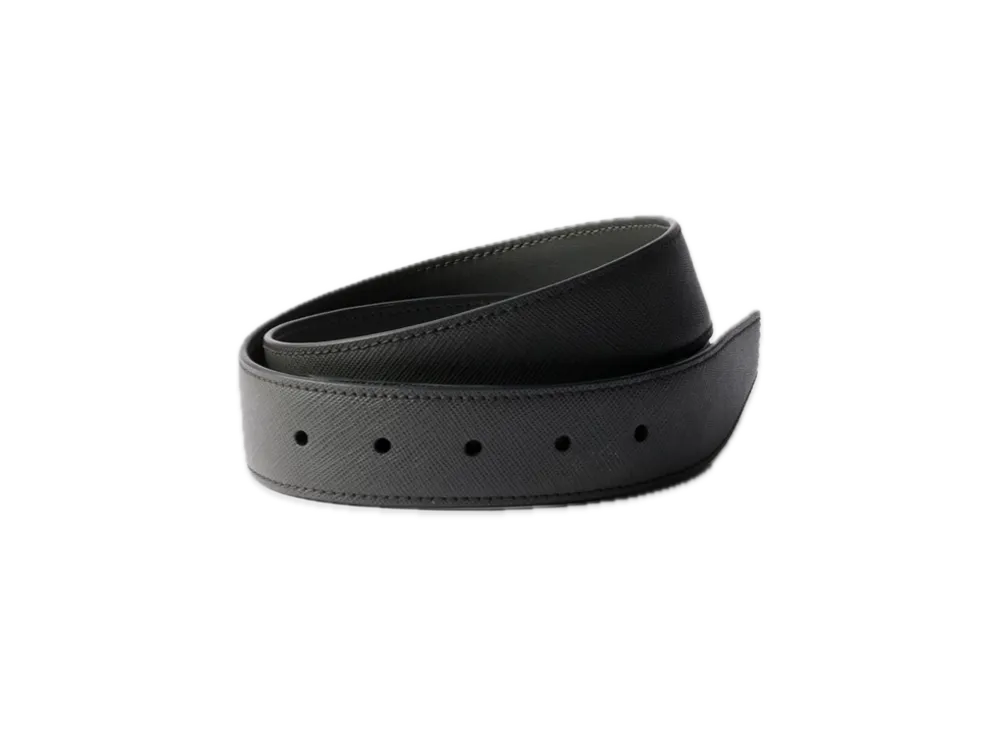PRADA Saffiano Leather Belt Strap "Dark Gray"