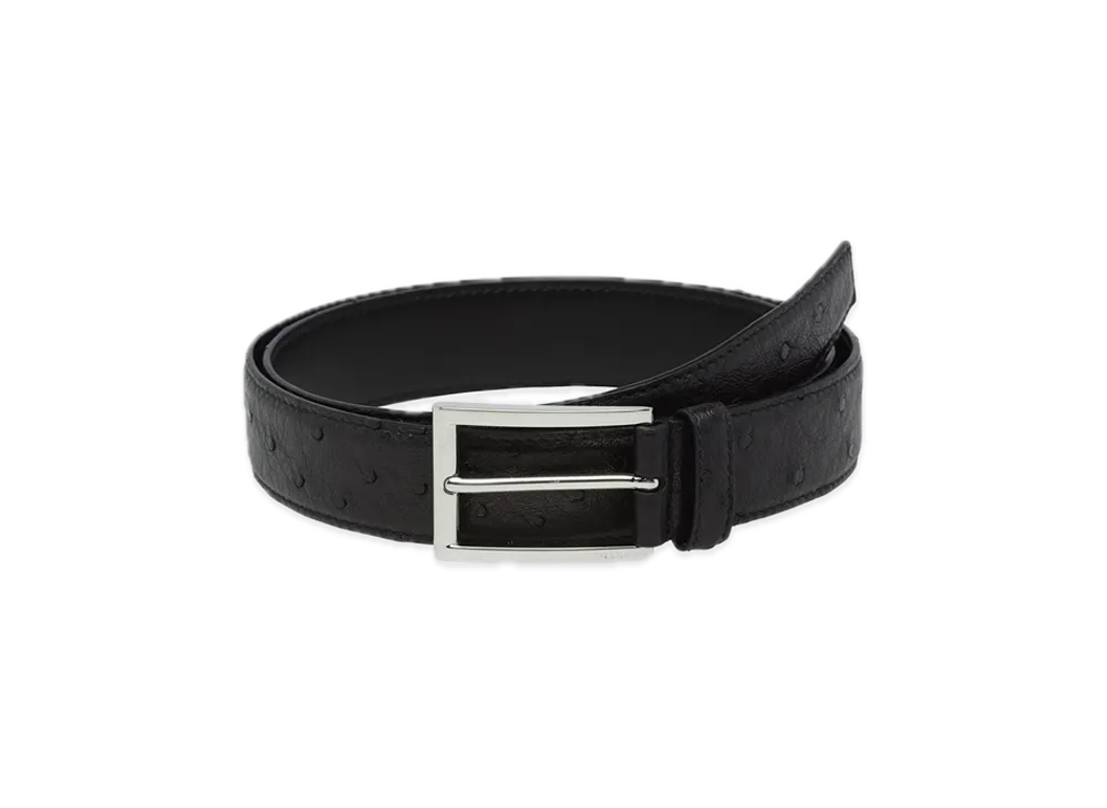PRADA Ostrich Leather Belt "Black"