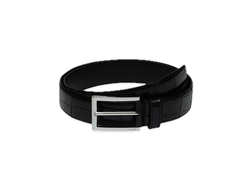 PRADA Crocodile Leather Belt "Black"
