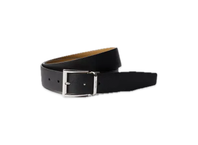 PRADA Saffiano Leather Reversible Belt "Black/Camel"