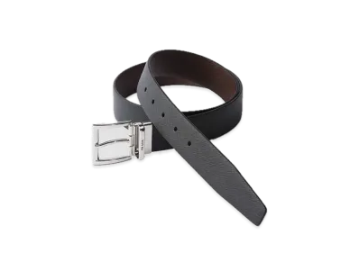 PRADA Saffiano Leather Reversible Belt "Black/Burnt Brown"