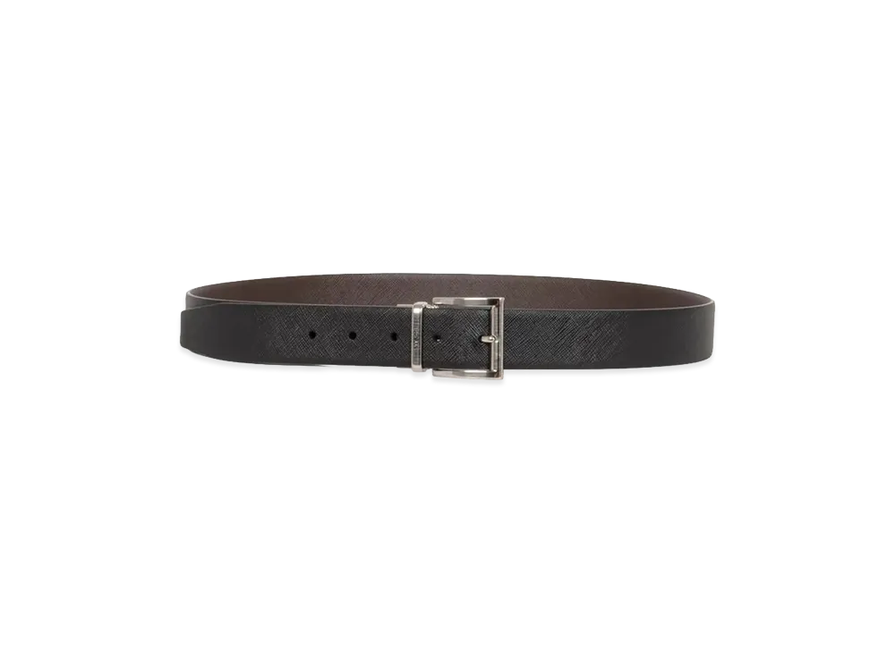 PRADA Two-Tone Saffiano Leather Reversibile Belt "Black"