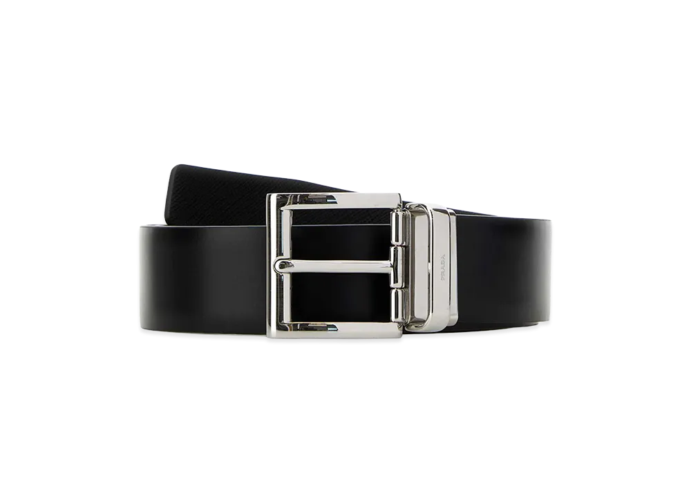 PRADA Leather Reversible Belt "Black"
