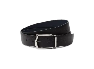 PRADA Reversible Saffiano Leather Belt "Black/Navy"