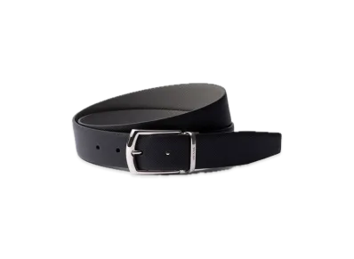 PRADA Reversible Saffiano Leather Belt "Black/Gray"