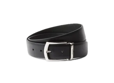 PRADA Saffiano x Leather Reversible Belt "Black"