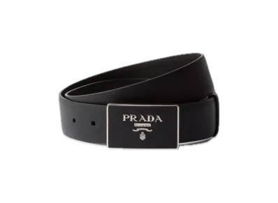 PRADA Saffiano Leather Belt "Black"