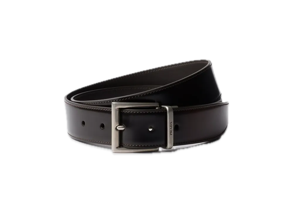 PRADA Brushed Leather Belt "Brown"