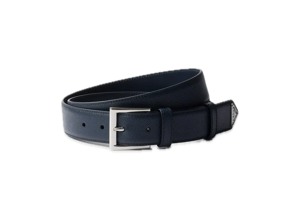 PRADA Saffiano Leather Belt "Navy"
