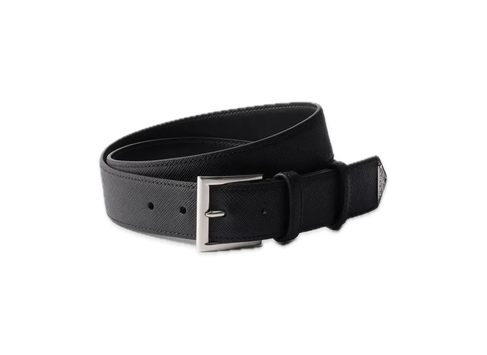 PRADA Saffiano Leather Belt "Black"