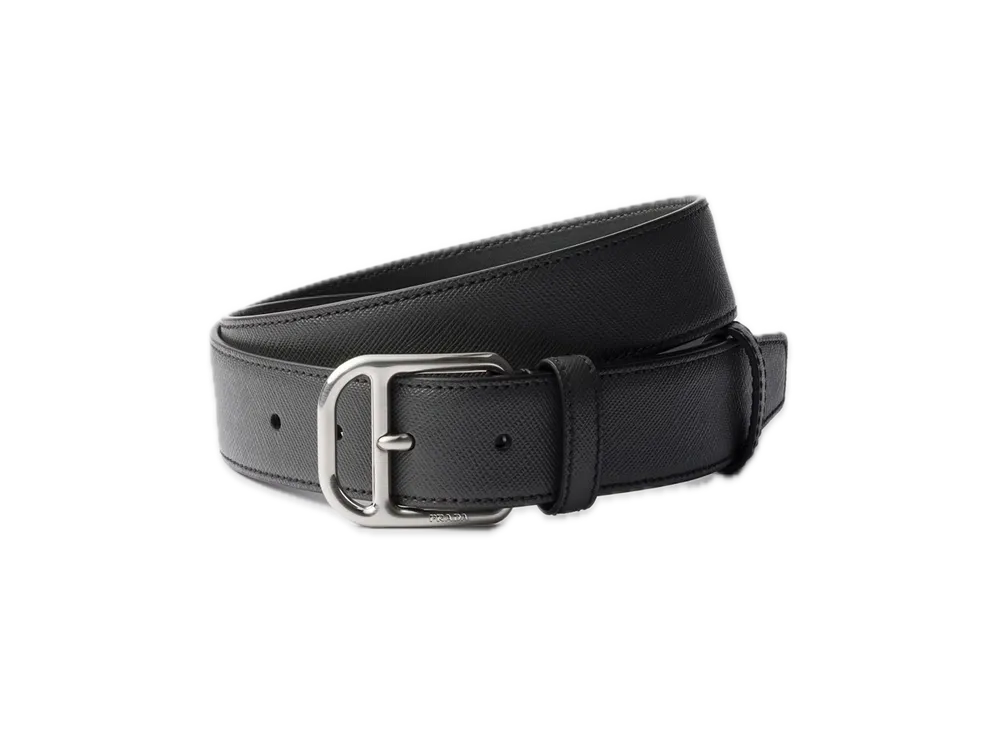PRADA Saffiano Leather Belt "Dark Gray"