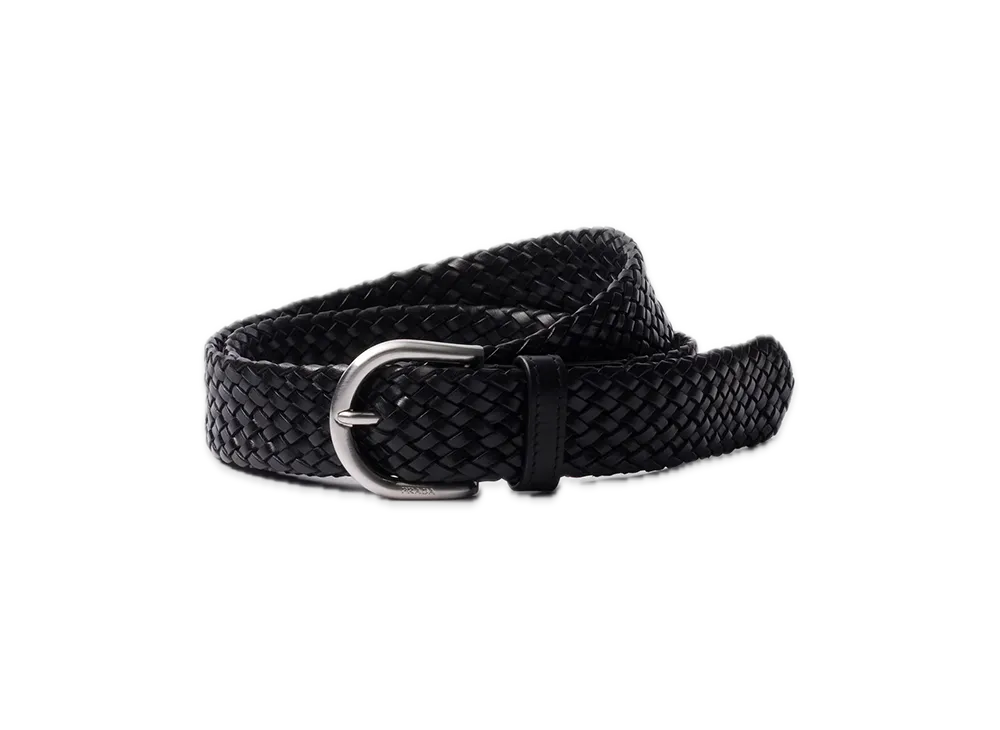 PRADA Braided Leather Belt "Black"