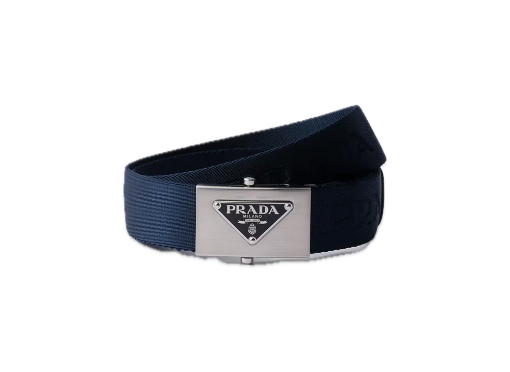 PRADA Woven Re-Nylon Belt "Navy"