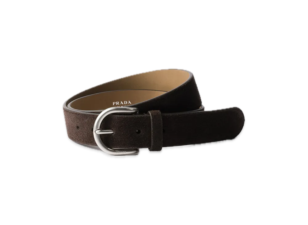 PRADA Suede Belt "Dark Brown"