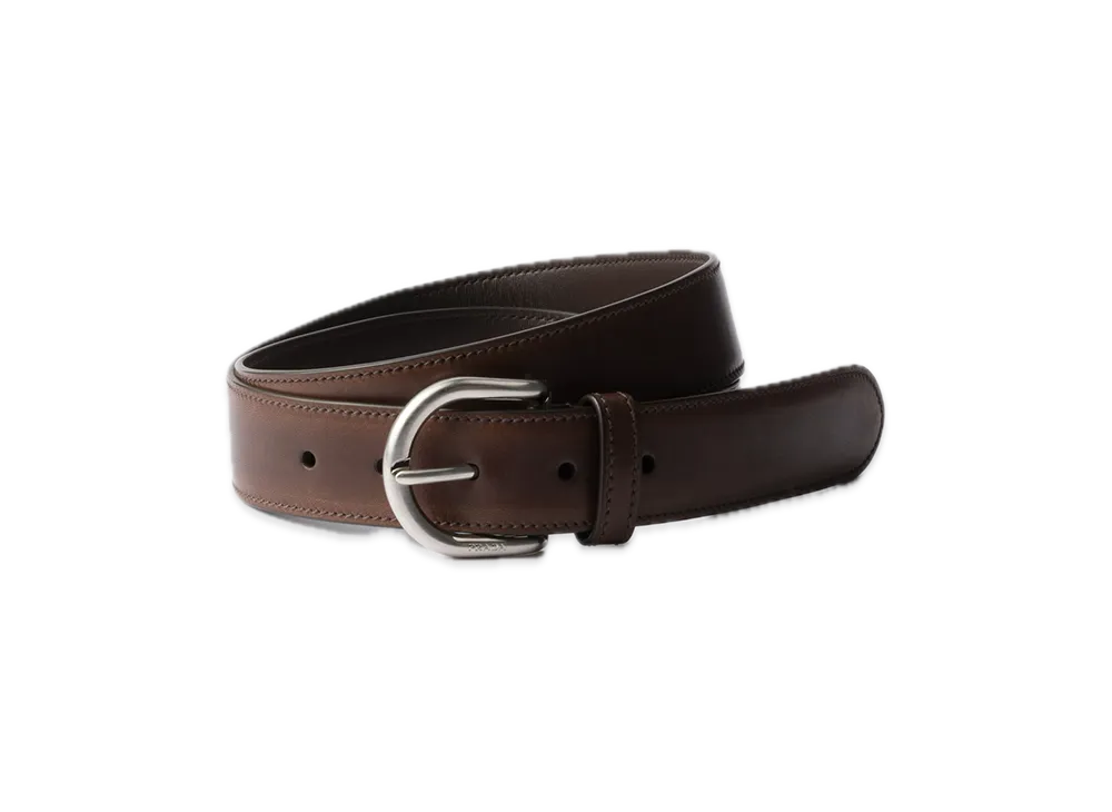 PRADA Antique Leather Belt "Dark Brown"