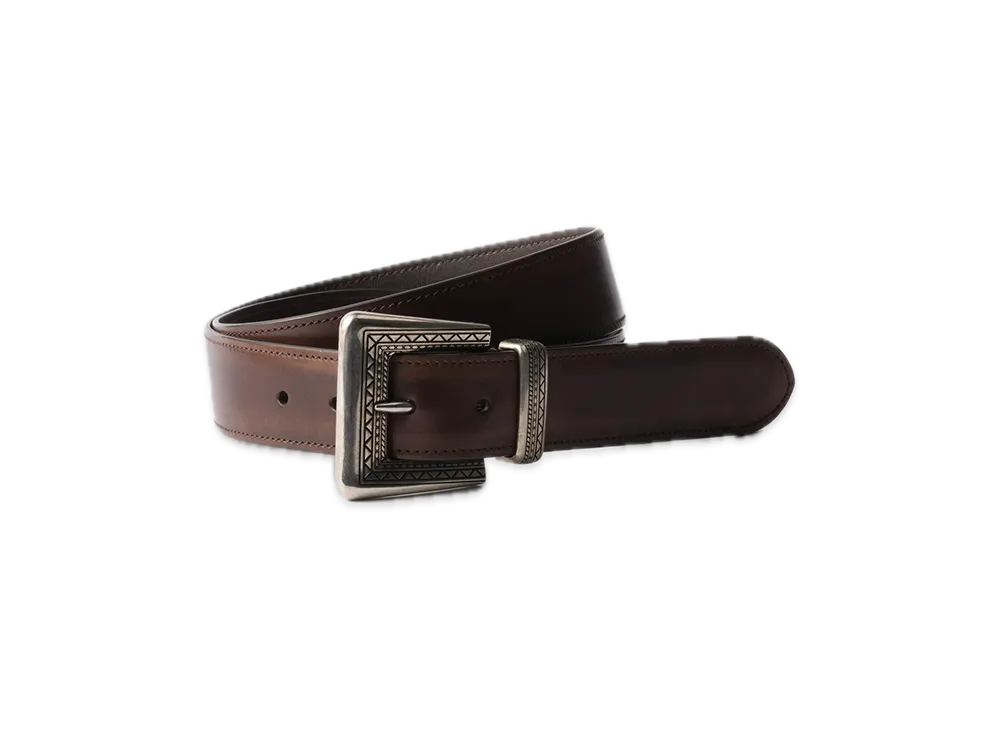 PRADA Antique Leather Belt "Dark Brown"