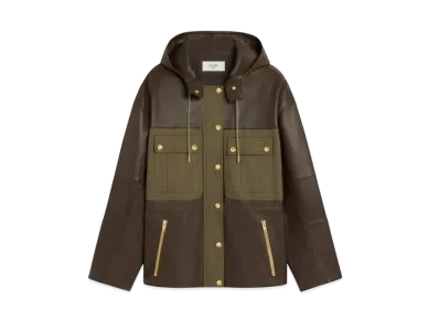 CELINE Women's Parka in Soft Lambskin "Dark Khaki"